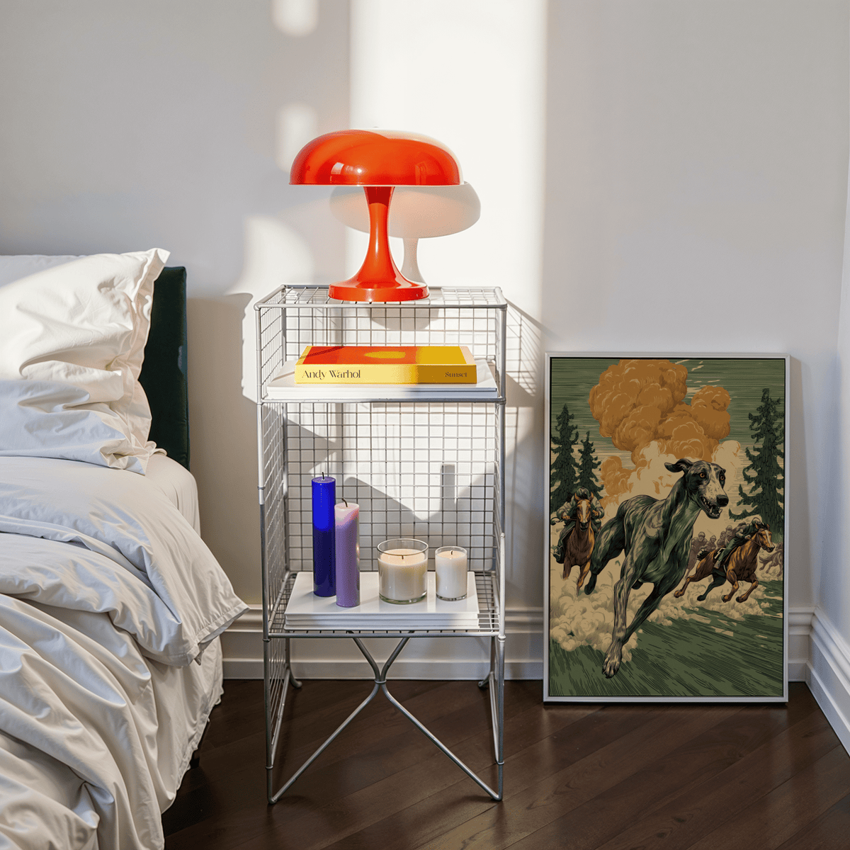 Greyhound Racing Wall Art print featuring multicolored racing scene
