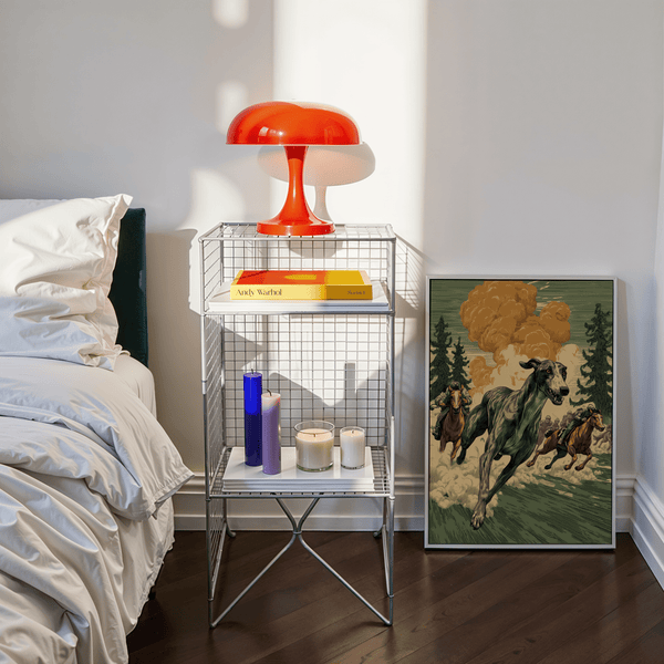 Greyhound Racing Wall Art print featuring multicolored racing scene