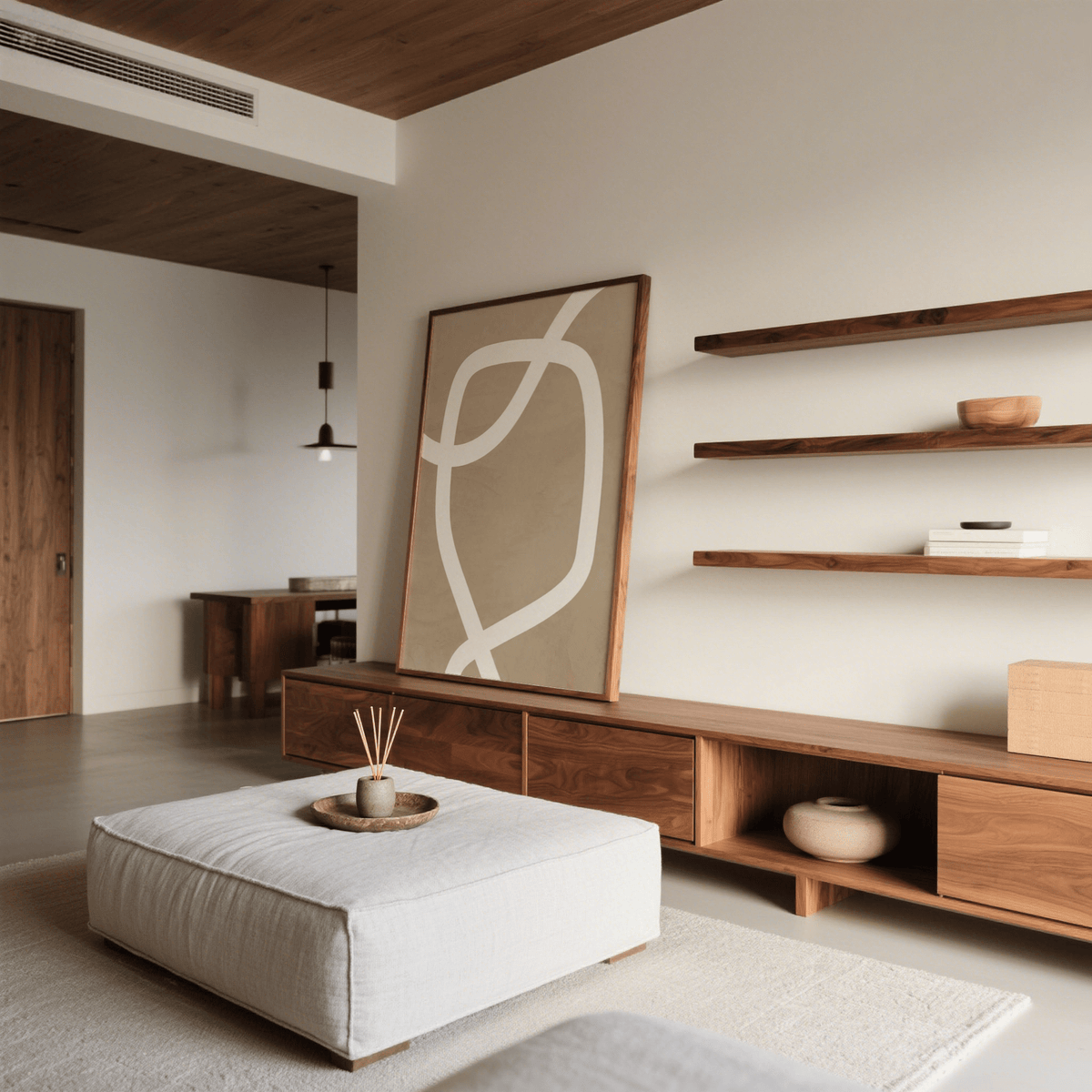 Minimalist art wall for modern kitchen in Beige and White poster