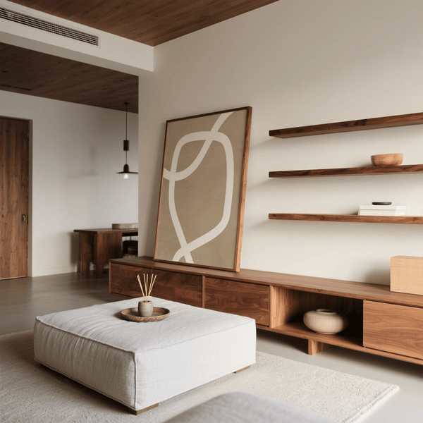 Minimalist art wall for modern kitchen in Beige and White poster