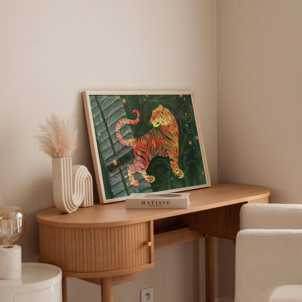 Contemporary oriental wall art with bold and rich hues