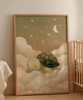 Cute Turtle Wall Art for nursery walls with white and beige hues