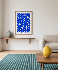 Modern Abstract Art for dining room, blue white abstract wall poster
