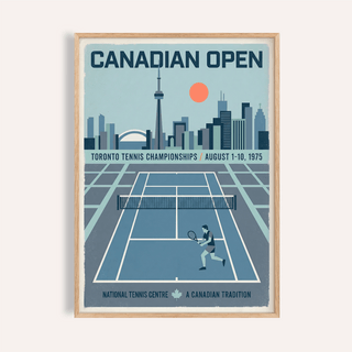 Canadian Open Tennis Art Print poster with Toronto skyline and tennis court
