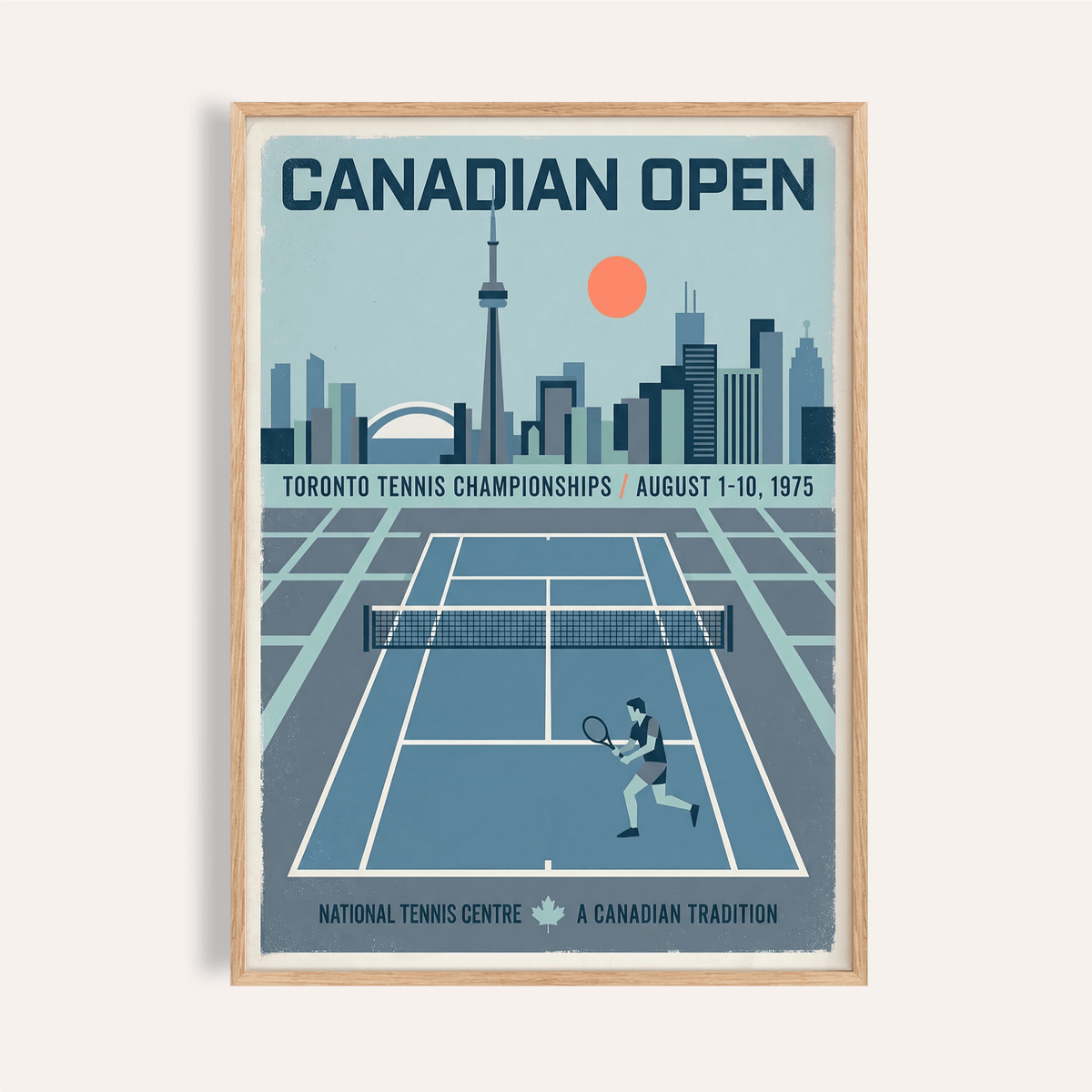 Canadian Open Tennis Art Print poster with Toronto skyline and tennis court