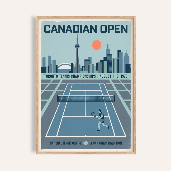 Canadian Open Tennis Art Print poster with Toronto skyline and tennis court