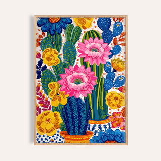 Colorful Botanical Wall Art with pink and yellow, perfect for bedroom wall art print