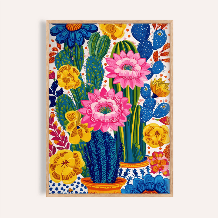 Colorful Botanical Wall Art with pink and yellow, perfect for bedroom wall art print