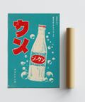 Japanese Drink Art wall decor, Blue Red White for lounge or kitchen