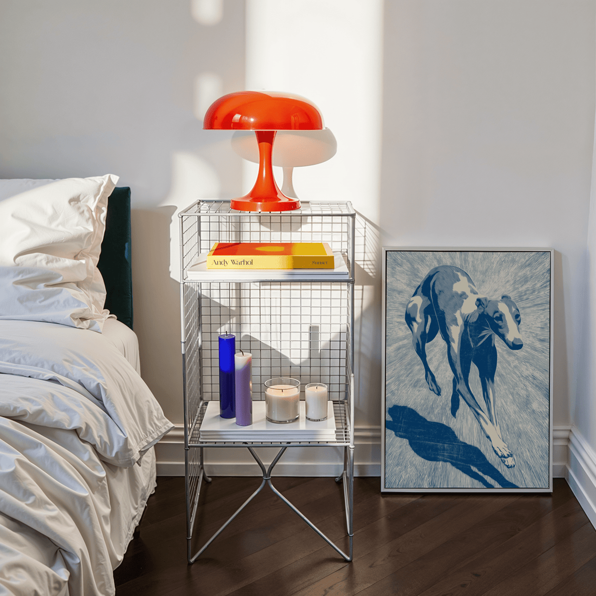 Art print of Dog Wall Art in White for minimalist space