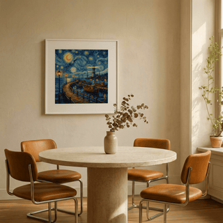 Impressionist Van Gogh Poster art print for dining room with Blue and Yellow
