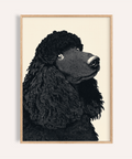 Poodle Art Print in beige and black for living room wall art