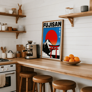 Fujisan Wall Art Red Torii, Blue sky, White peak for creative studio print