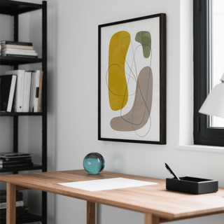 Modern Abstract Wall Art, Gray and Brown tones for dining room decor