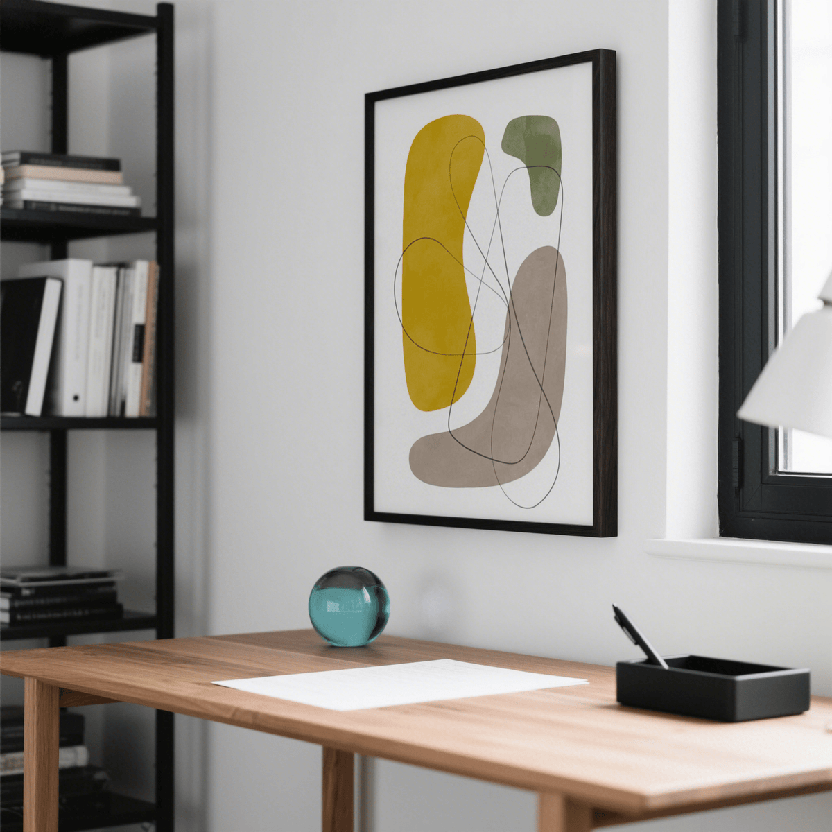 Modern Abstract Wall Art, Gray and Brown tones for dining room decor