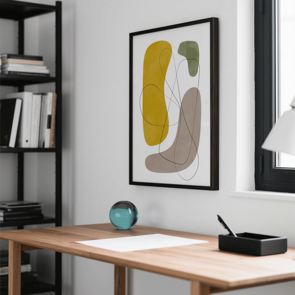 Modern Abstract Wall Art, Gray and Brown tones for dining room decor