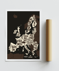 Europe Poster decorative Brown Beige White art print for hallway