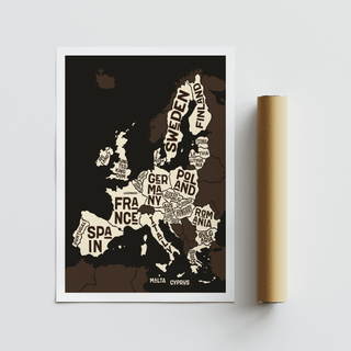 Europe Poster decorative Brown Beige White art print for hallway