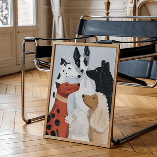 Colorful Dog Poster wall art featuring Black dogs for bedroom decor