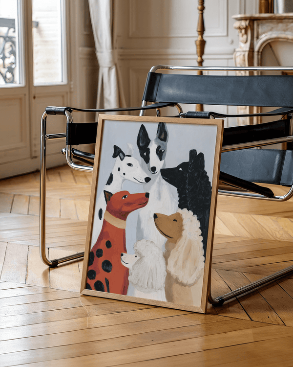 Colorful Dog Poster wall art featuring Black dogs for bedroom decor