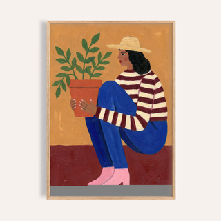 Woman Plant Wall Art poster showing stylized female silhouette with leaves