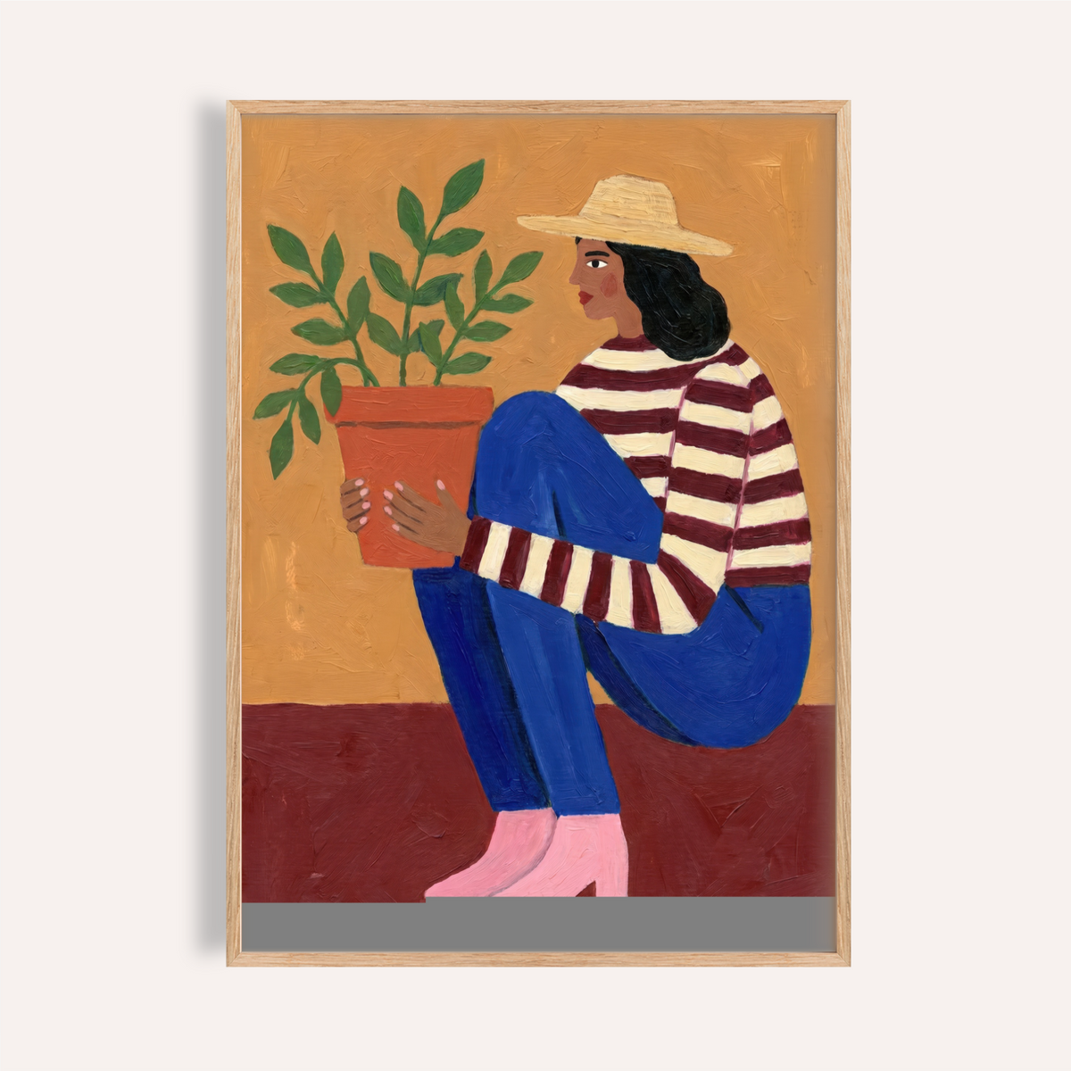 Woman Plant Wall Art poster showing stylized female silhouette with leaves