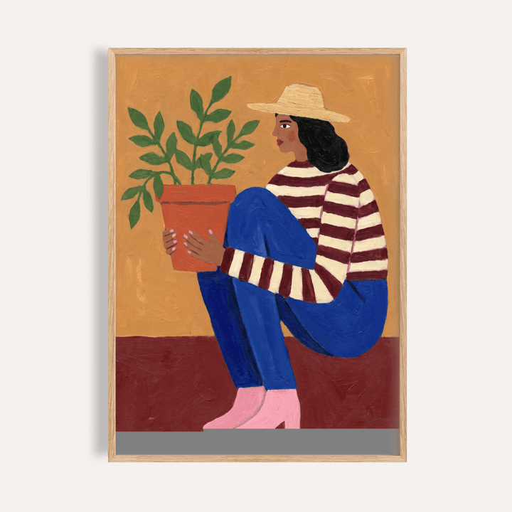 Woman Plant Wall Art poster showing stylized female silhouette with leaves