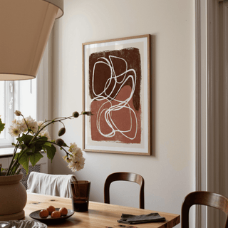 Minimalist Shapes Wall Art with bold white line loops and stacked organic shapes