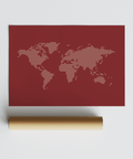 World Map Wall Poster for beige and red themed office wall art
