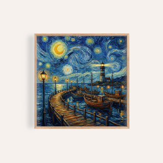 Van Gogh Poster in Blue and Yellow for living room wall art print