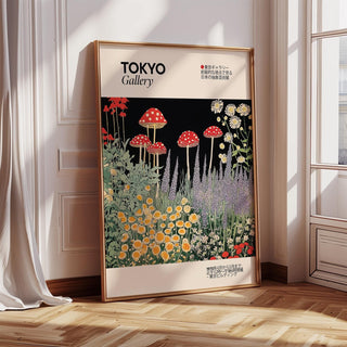 Enchanted Garden art prints Japanese with mushrooms and flora