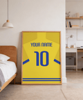 Minimal sports poster of a Sweden-style jersey back with bold number 10