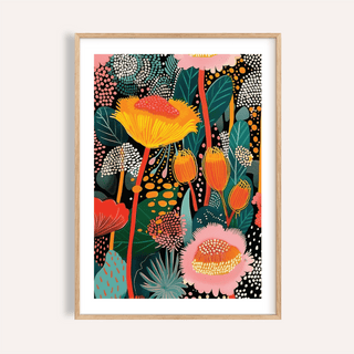 Colorful Wall Art with Multicolored wildflowers for living room print