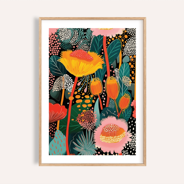 Colorful Wall Art with Multicolored wildflowers for living room print