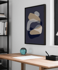 abstract art shapes Blue Beige Gray for creative studio art print