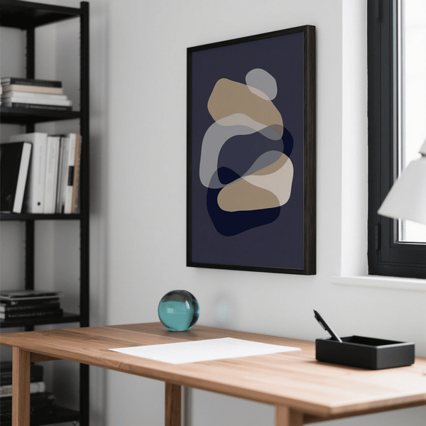 abstract art shapes Blue Beige Gray for creative studio art print