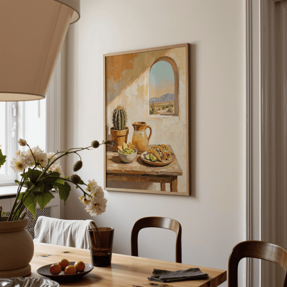Mexican Food Art print with key colors for rustic kitchen decoration
