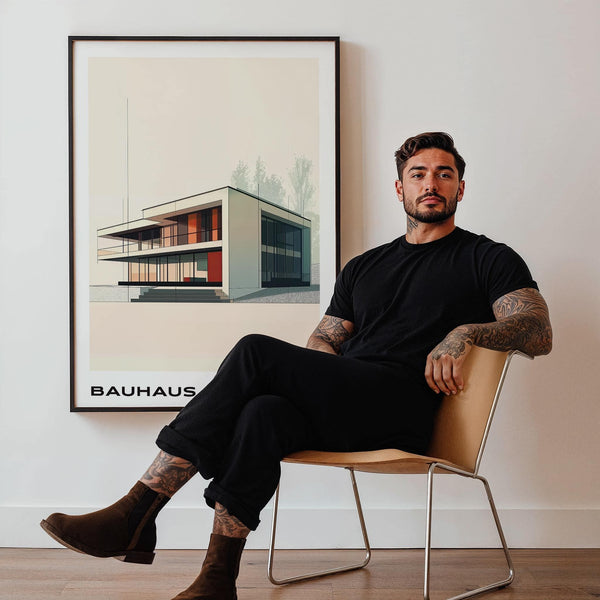 Cantilevered home in Bauhaus architecture poster ideal for architectural interiors