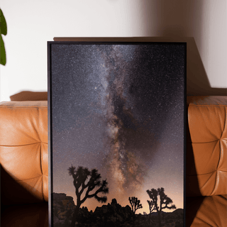 Night Desert Poster showing Pink and Yellow stars for living room poster