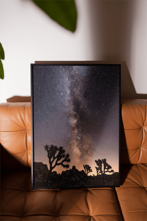 Night Desert Poster showing Pink and Yellow stars for living room poster