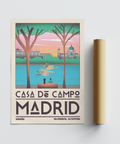 Bottom text details on Madrid travel poster print including coordinates