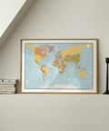 Contemporary World Map Print for office with vivid Multicolored wall art style