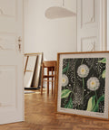 Modern botanical decor featuring white dandelions.