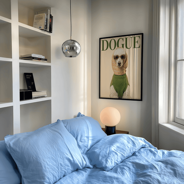Fashion Poodle Wall Art stylish poodle art print for beige and green inspired spaces