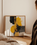 Abstract Square Art Print with yellow and black tones for dining room