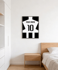 Minimal football shirt wall art poster with bold number 10 and name line above
