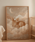 Sleeping Deer Wall Art art print in Beige and Pink perfect for nursery