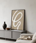 contemporary abstract painting minimalist art print with Beige and White for studio