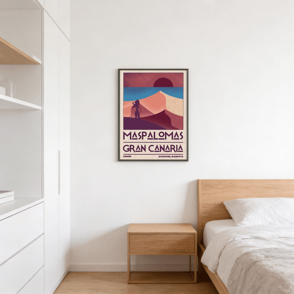 Maspalomas Vintage Wall Art close-up of textured background and all-caps lettering