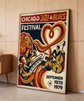 Graphic Chicago Jazz Festival Print poster reading Chicago Jazz & Blues Festival with 1979 date